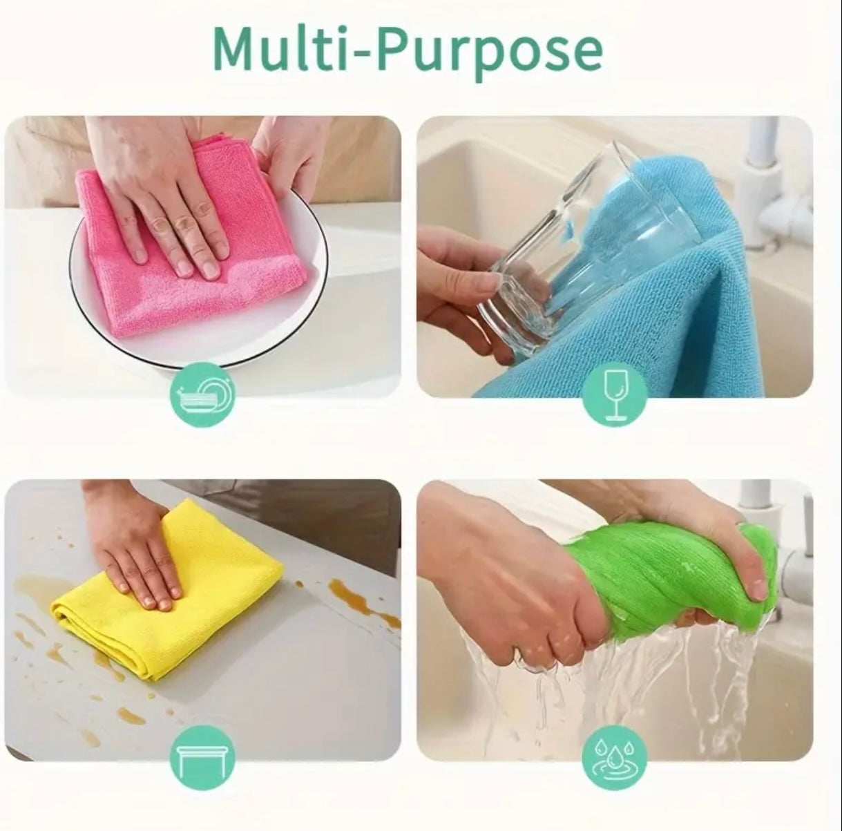 20-Pack Microfiber Cleaning Cloths – Super Absorbent & Quick-Drying