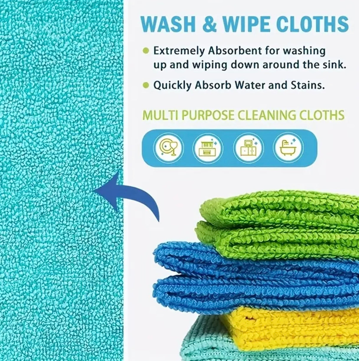 20-Pack Microfiber Cleaning Cloths – Super Absorbent & Quick-Drying