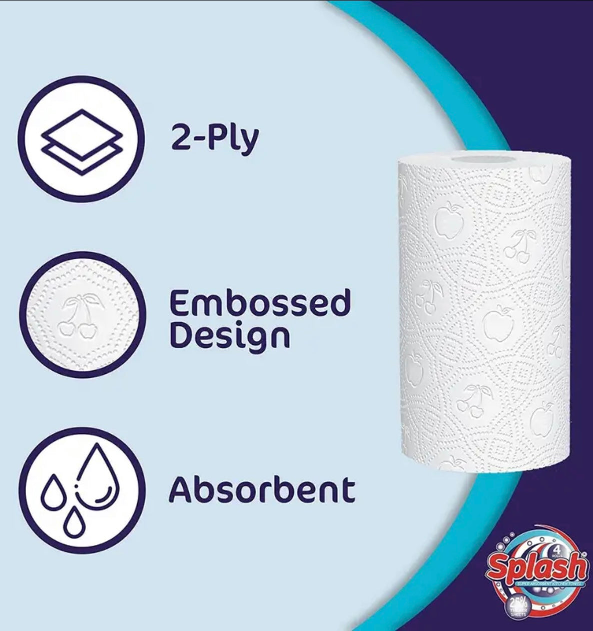 24-Pack Kitchen Towels – 2-Ply Quilted, Strong, 10m Rolls