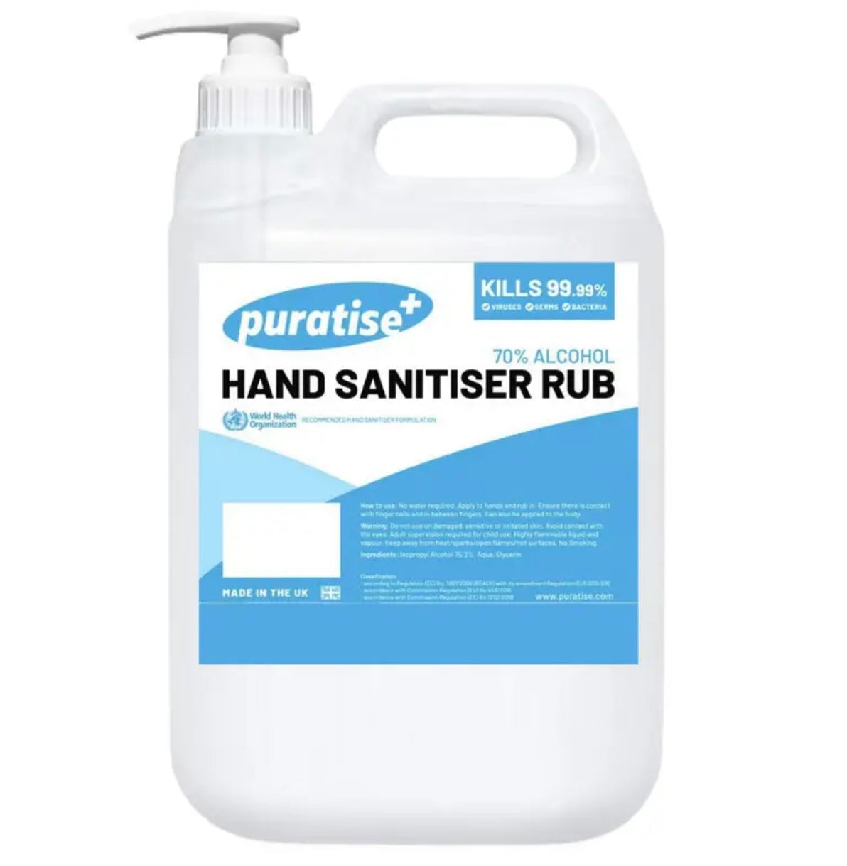 1L Hand Sanitiser with Pump, Quick-Dry