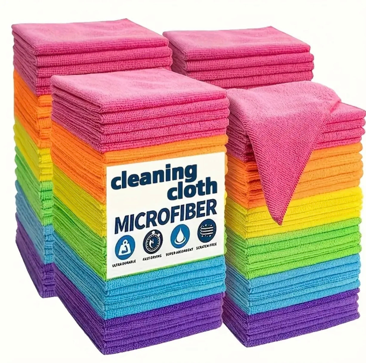 20-Pack Microfiber Cleaning Cloths – Super Absorbent & Quick-Drying