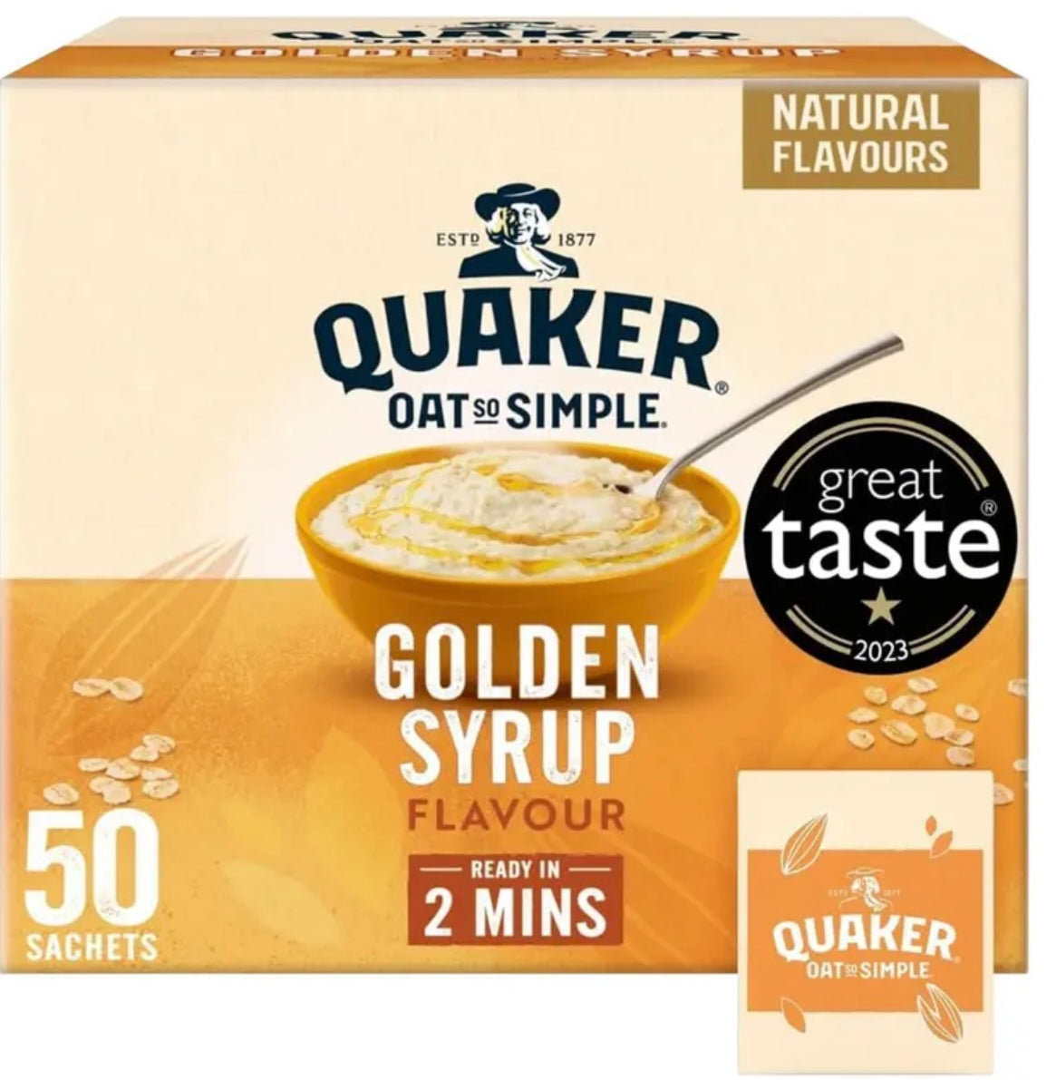 Quaker Oat So Simple Golden Syrup Porridge – 50 x 36g Sachets – Instant Oats with Sweet Flavour – Quick & Easy Breakfast