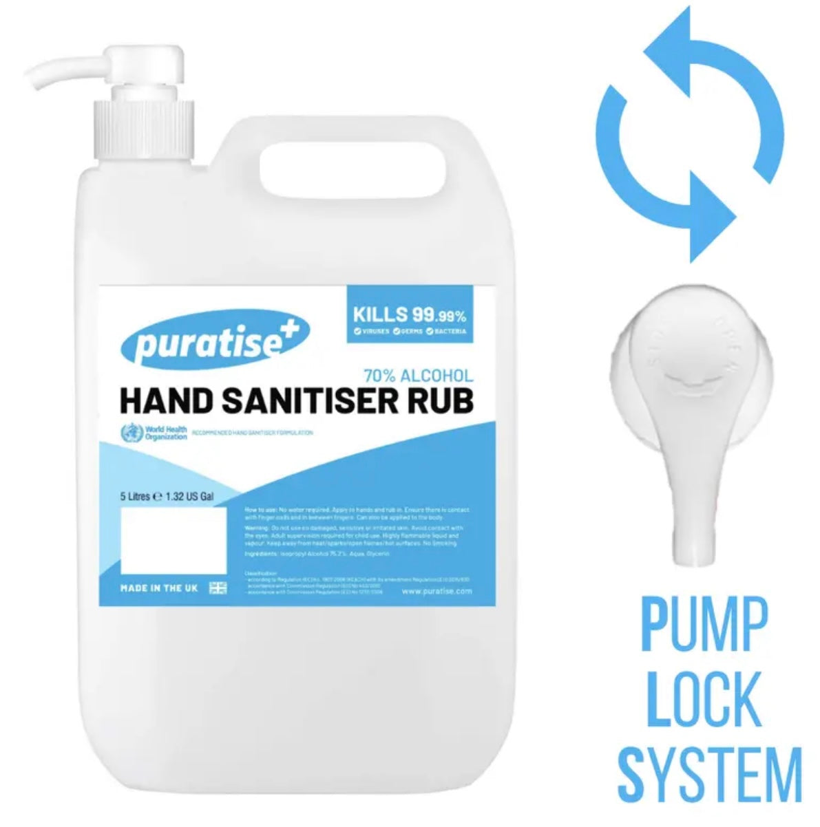 1L Hand Sanitiser with Pump, Quick-Dry