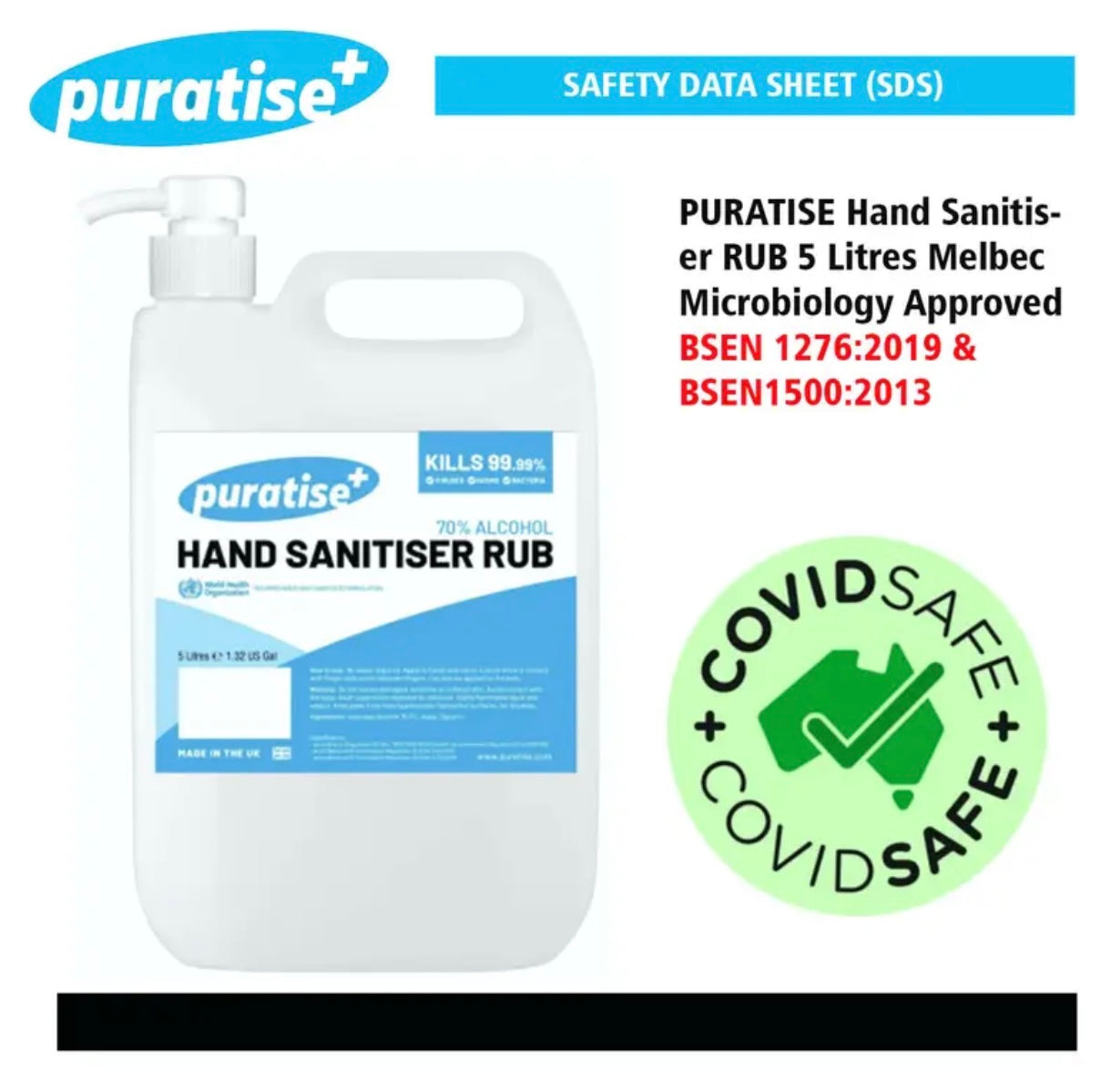 1L Hand Sanitiser with Pump, Quick-Dry
