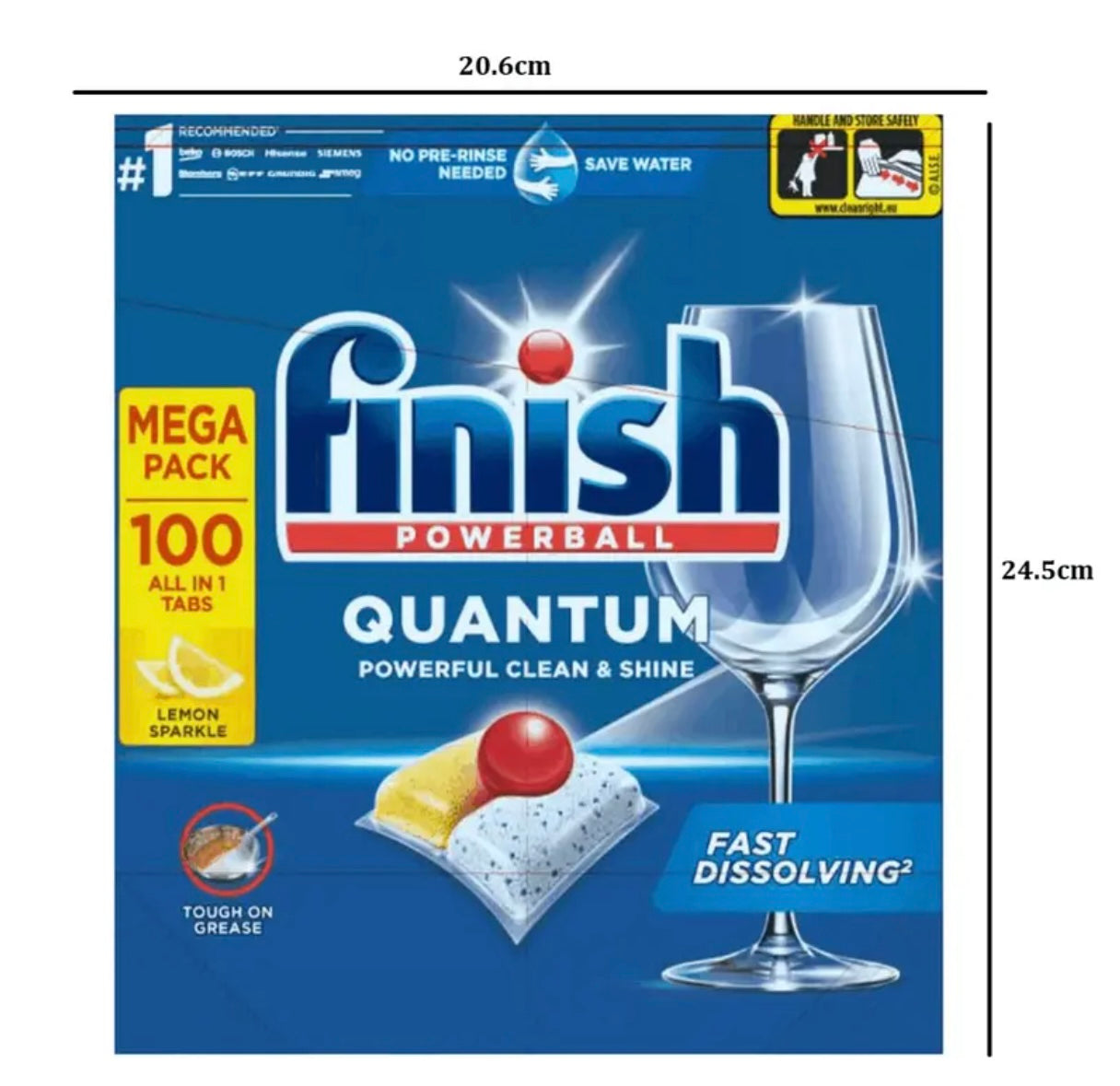 Finish Dishwasher Tablets Powerful Clean & Shine - Mega Pack Fast Dissolving Action With Lemon Sparkle - Tough On Grease 100 Tablets