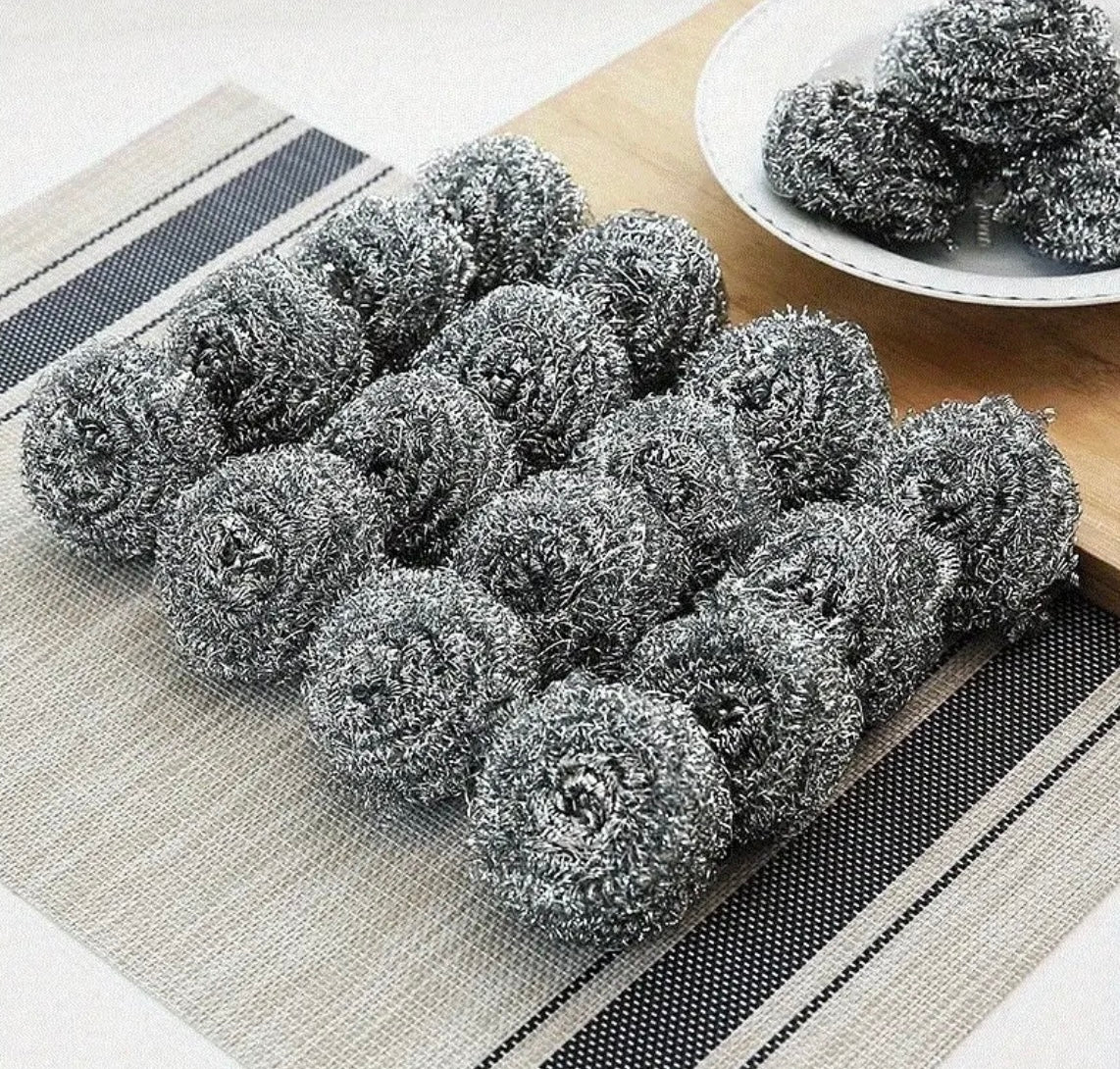 20-Pack Stainless Steel Scrubbers – Multipurpose Cleaning Brushes
