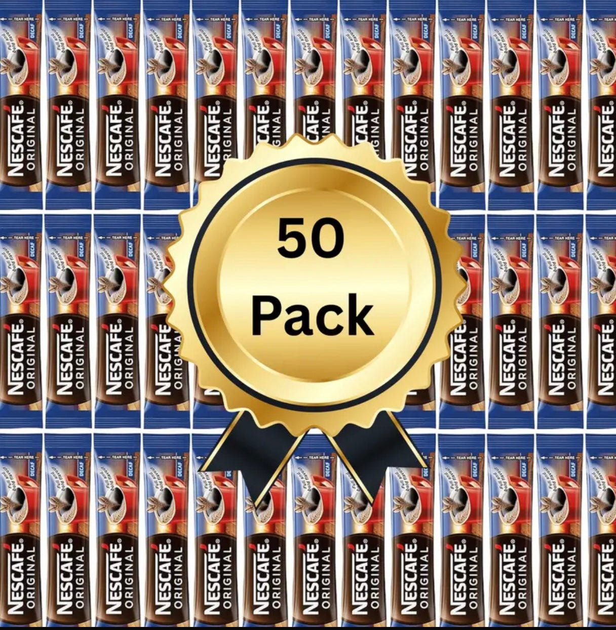 Nescafé Decaf Instant Coffee Sticks – 50 x 1.2g Single-Serve, Caffeine-Free