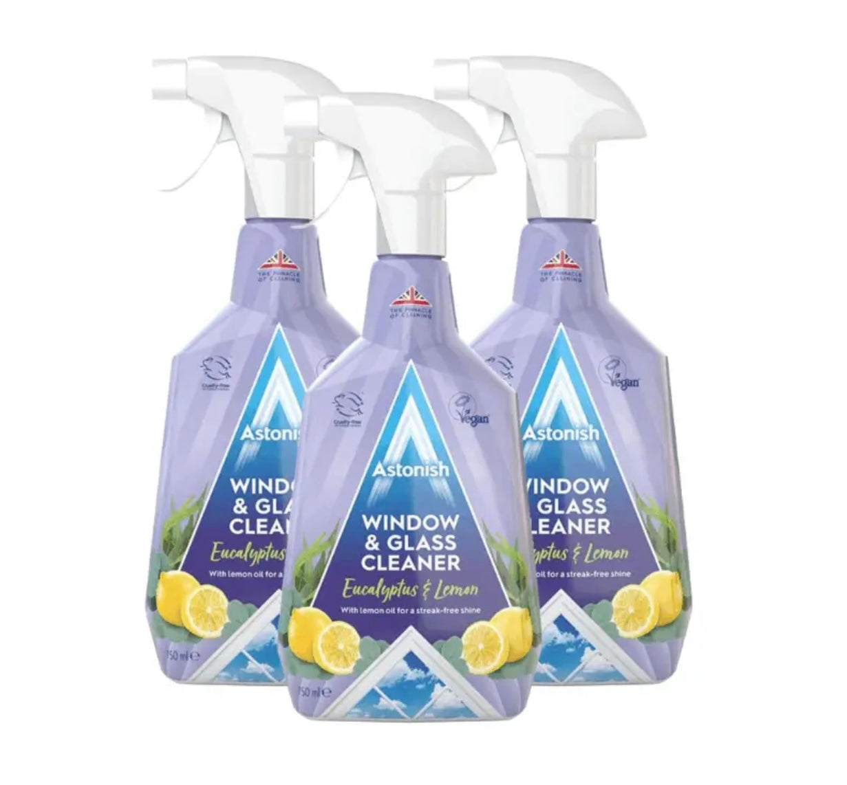 Astonish Window & Glass Cleaner Spray 3 x 750ml | Streak Free Formula | Multi Pack 3 x 750ml