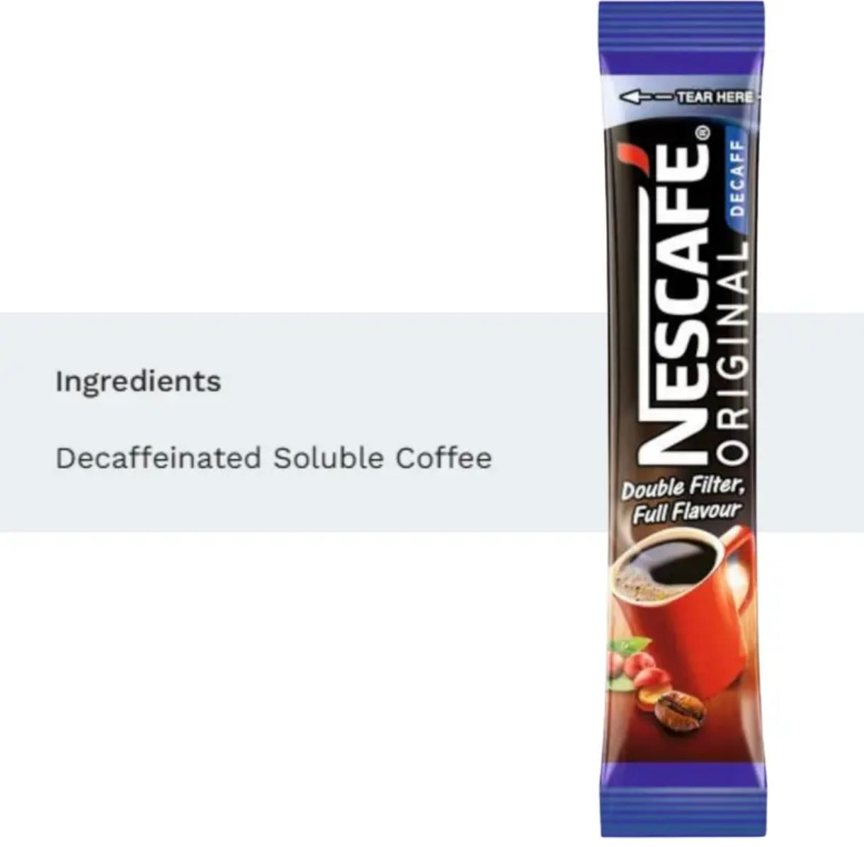 Nescafé Decaf Instant Coffee Sticks – 50 x 1.2g Single-Serve, Caffeine-Free