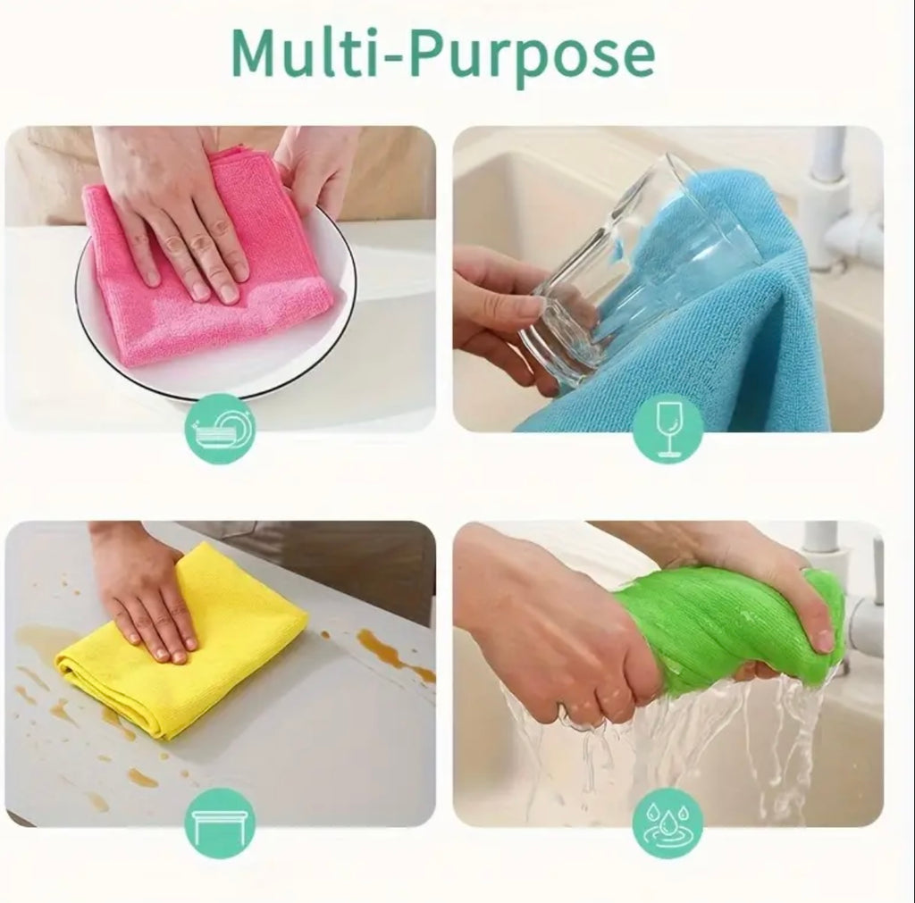 20-Pack Microfiber Cleaning Cloths – Super Absorbent & Quick-Drying